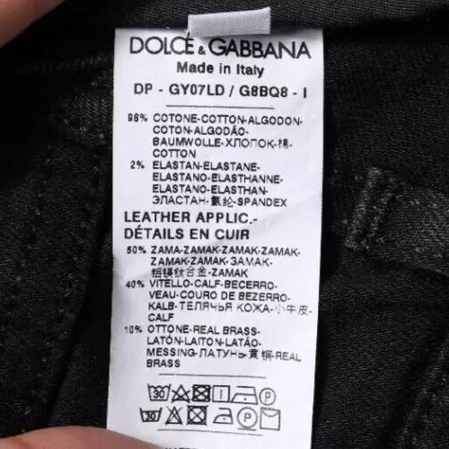 Dolce &amp; Gabbana Black Logo Cotton Stretch Skinny Denim Jeans