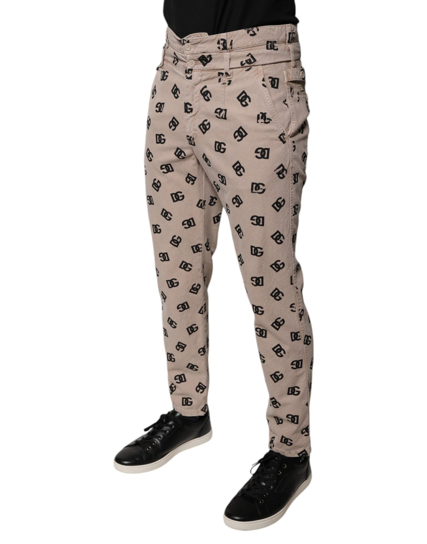 Dolce &amp; Gabbana Beige Logo Cotton Skinny Denim Jeans