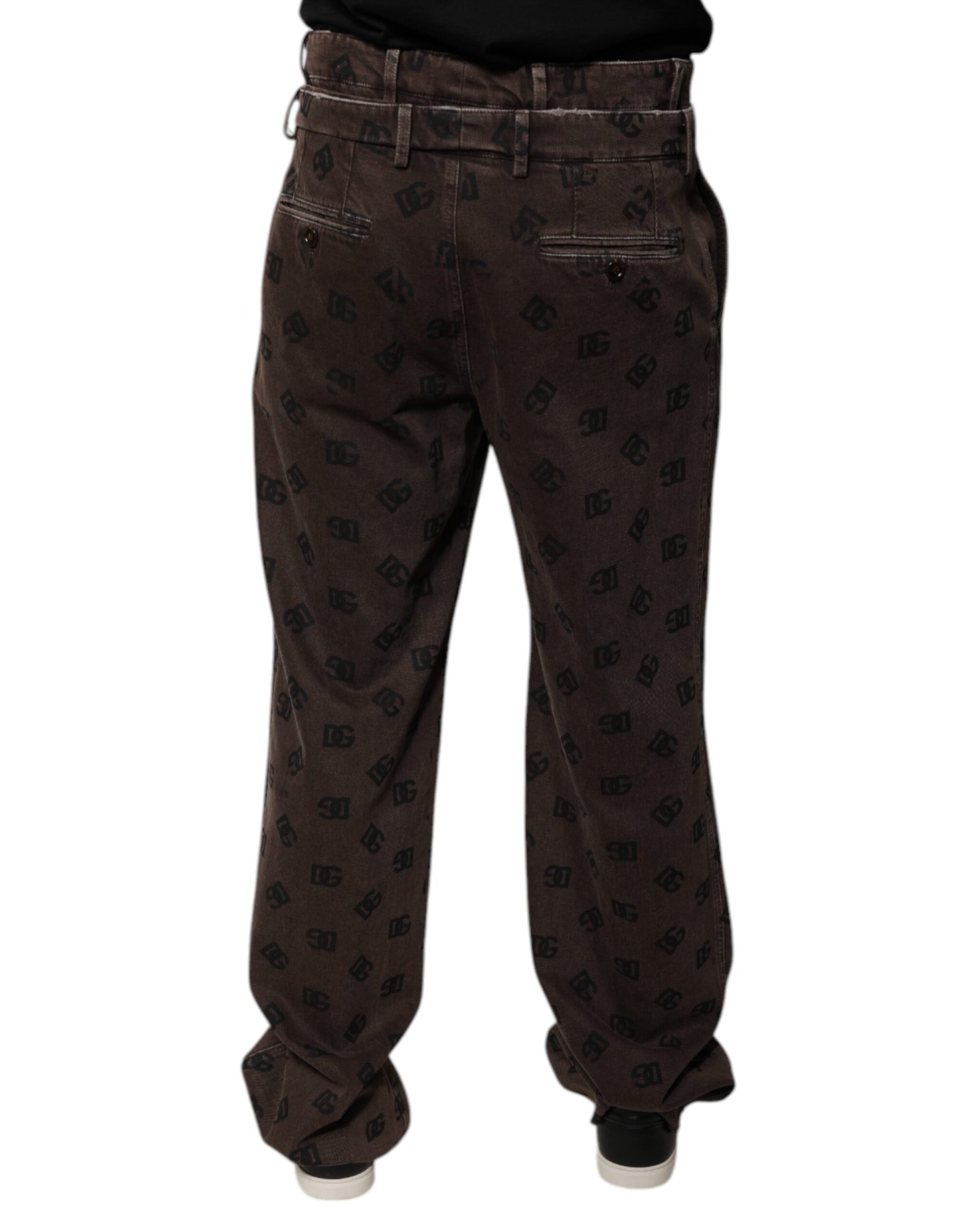 Dolce &amp; Gabbana Brown Logo Cotton Straight Denim Jeans