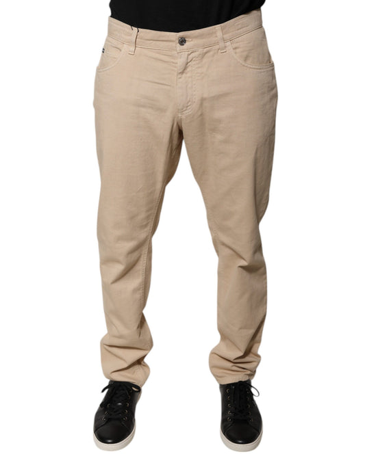Dolce &amp; Gabbana Beige Cotton Mid Waist Skinny Denim Jeans