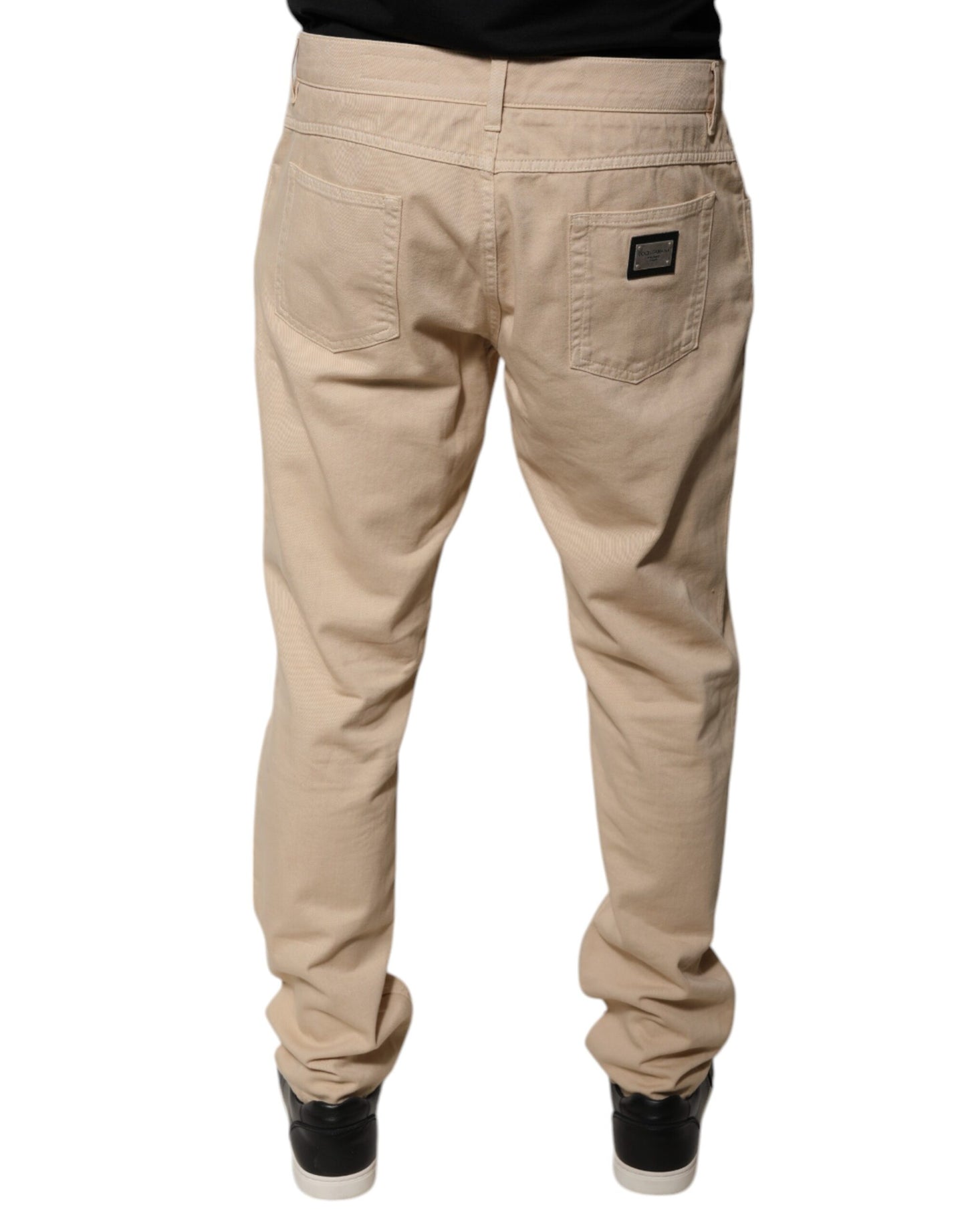 Dolce &amp; Gabbana Beige Cotton Mid Waist Skinny Denim Jeans