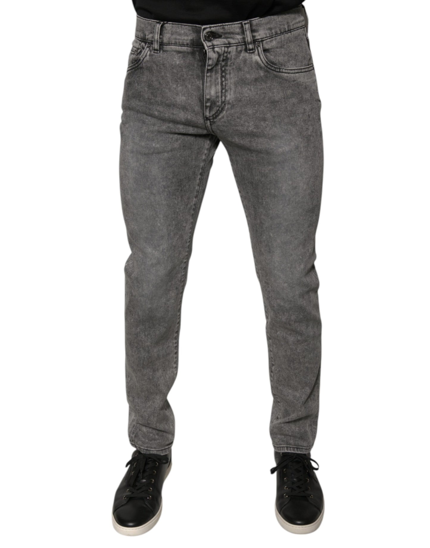 Dolce &amp; Gabbana Gray Washed Cotton Skinny Denim Jeans