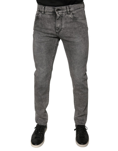 Dolce &amp; Gabbana Gray Washed Cotton Skinny Denim Jeans