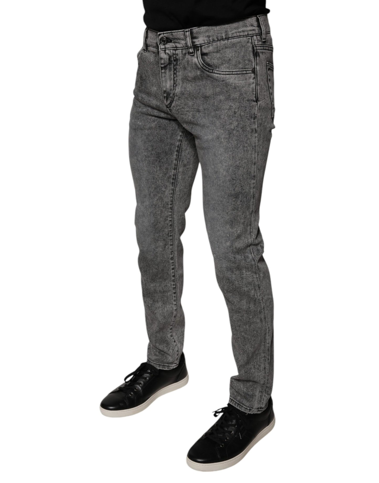 Dolce &amp; Gabbana Gray Washed Cotton Skinny Denim Jeans