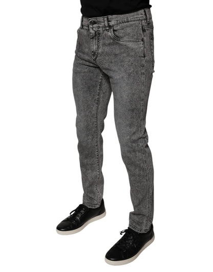 Dolce &amp; Gabbana Gray Washed Cotton Skinny Denim Jeans