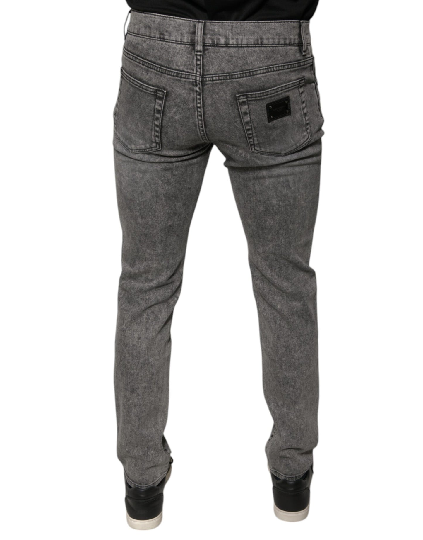 Dolce &amp; Gabbana Gray Washed Cotton Skinny Denim Jeans