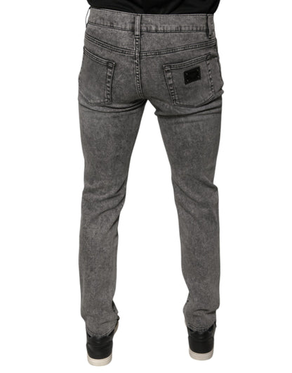 Dolce &amp; Gabbana Gray Washed Cotton Skinny Denim Jeans
