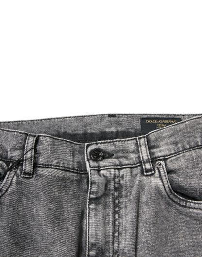 Dolce &amp; Gabbana Gray Washed Cotton Skinny Denim Jeans