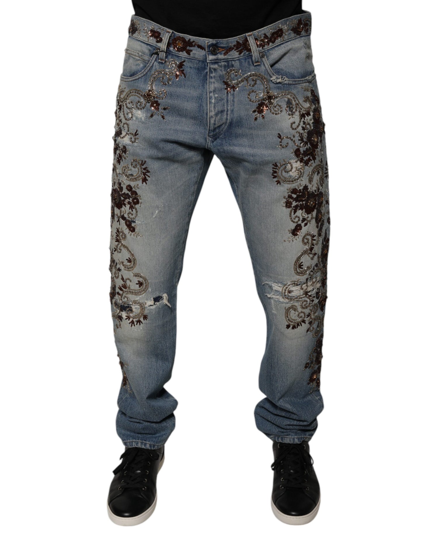 Dolce &amp; Gabbana Light Blue Embroidered Skinny Denim Jeans