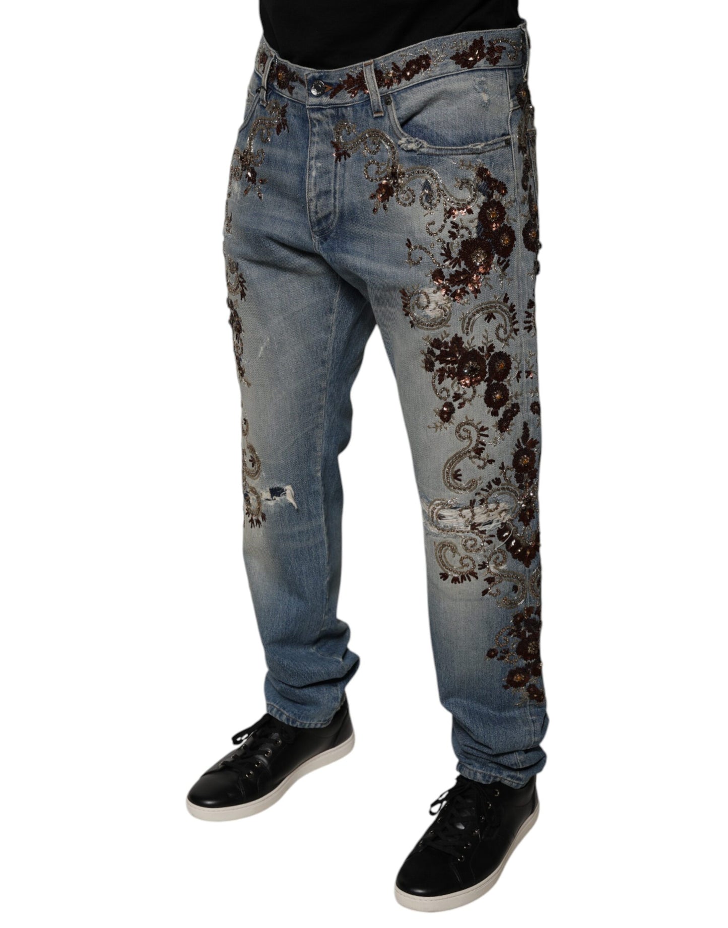 Dolce &amp; Gabbana Light Blue Embroidered Skinny Denim Jeans