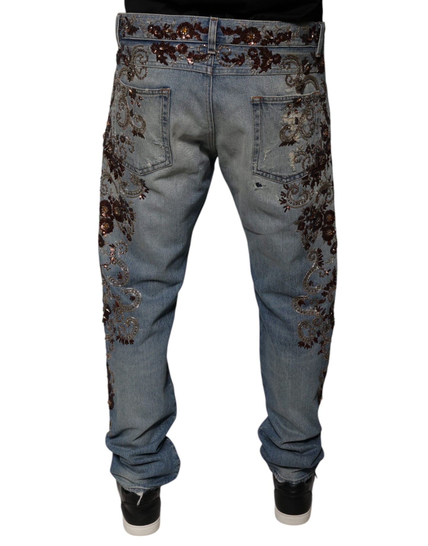 Dolce &amp; Gabbana Light Blue Embroidered Skinny Denim Jeans