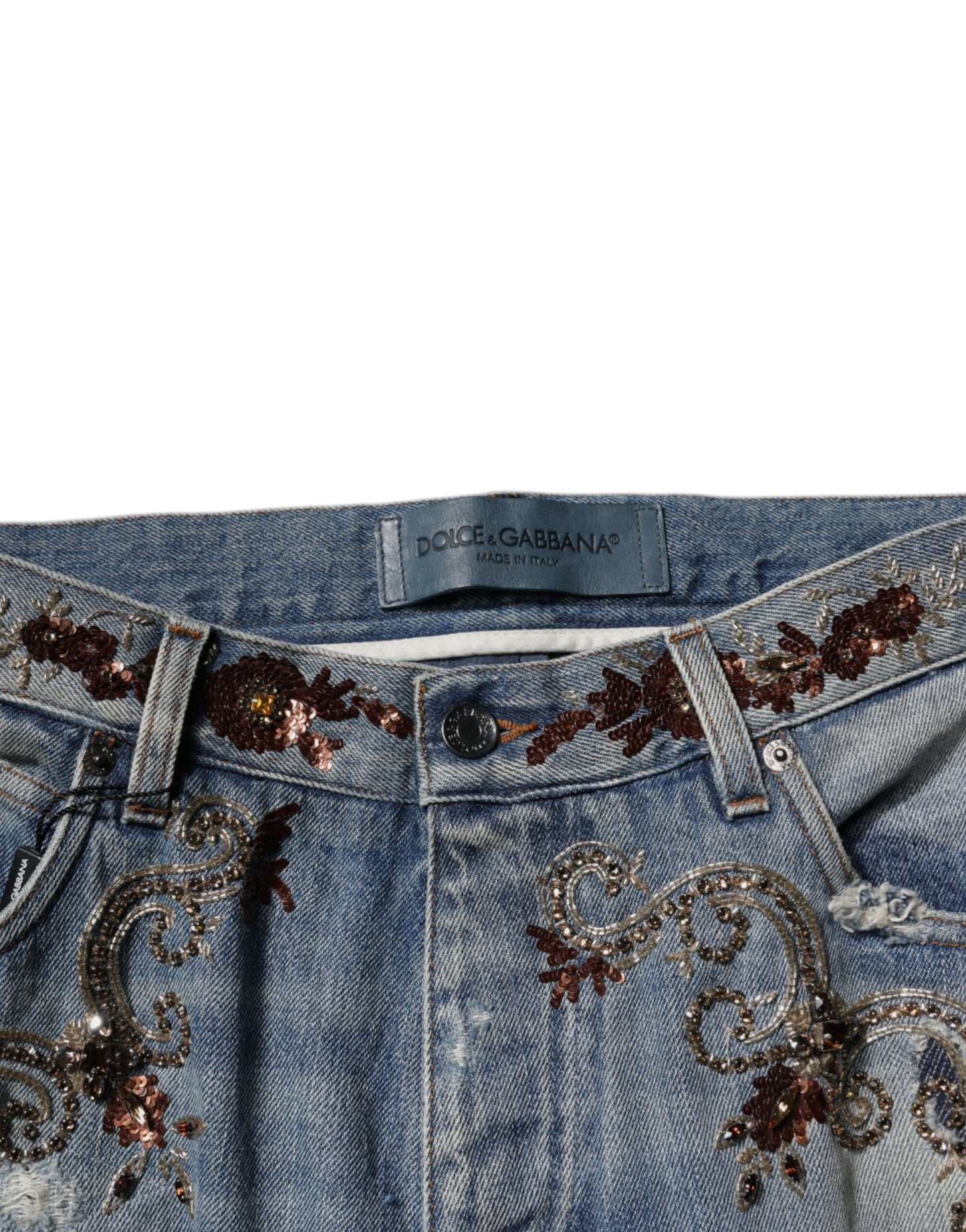 Dolce &amp; Gabbana Light Blue Embroidered Skinny Denim Jeans
