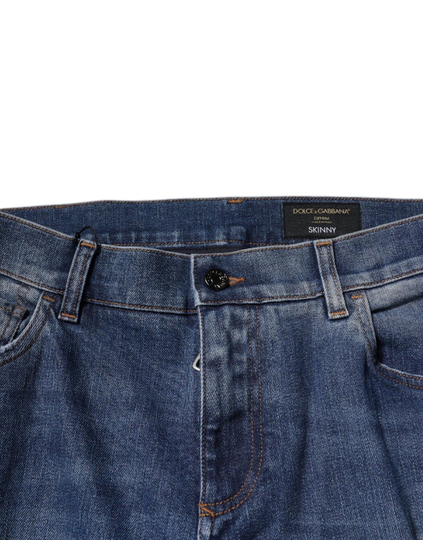 Dolce &amp; Gabbana Blue Cotton Tattered Skinny Denim Jeans