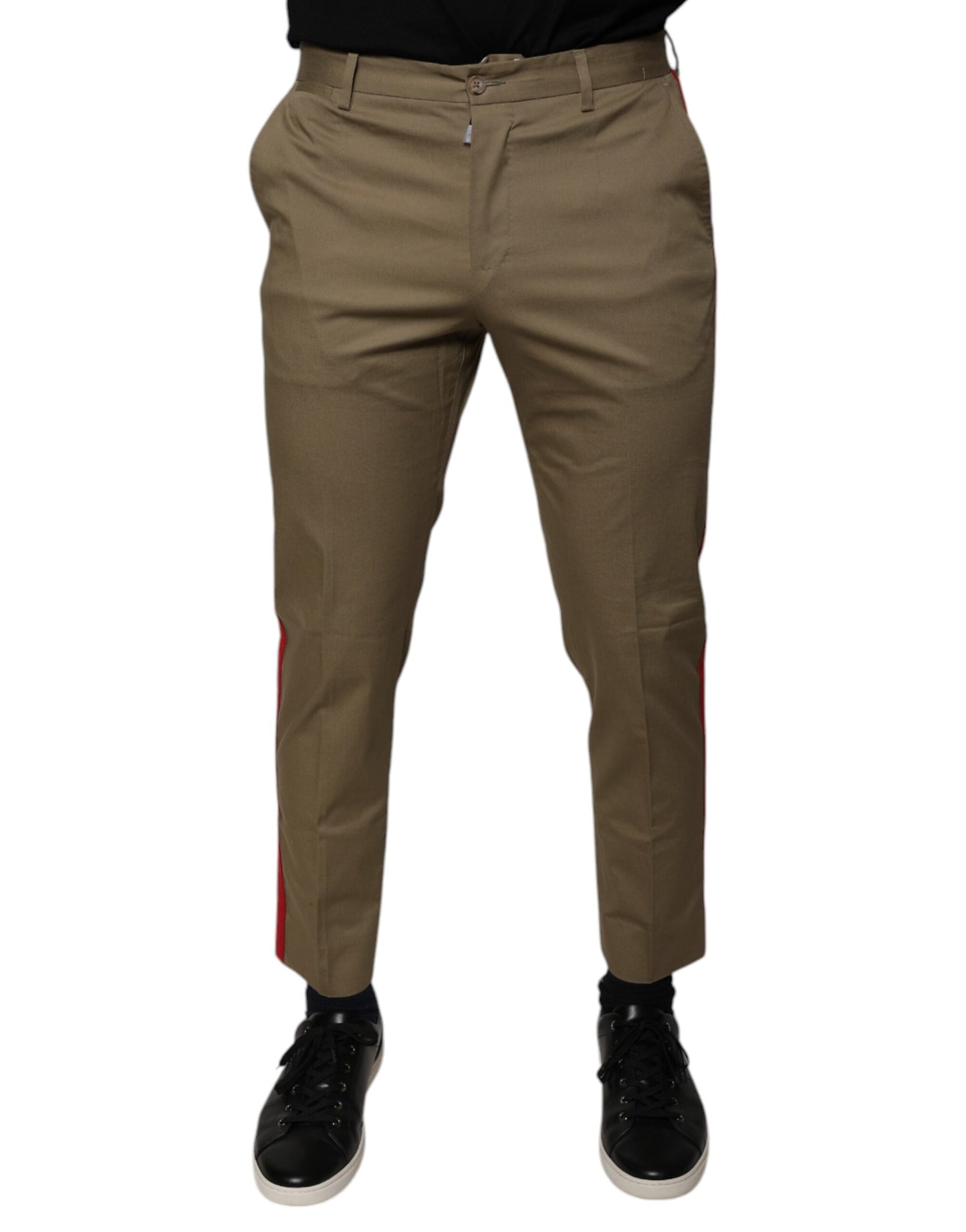 Dolce &amp; Gabbana Brown Logo Men Casual Tapered Pants