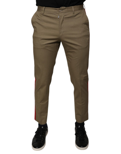 Dolce &amp; Gabbana Brown Logo Men Casual Tapered Pants