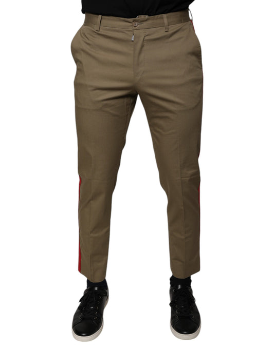 Dolce &amp; Gabbana Brown Logo Men Casual Tapered Pants