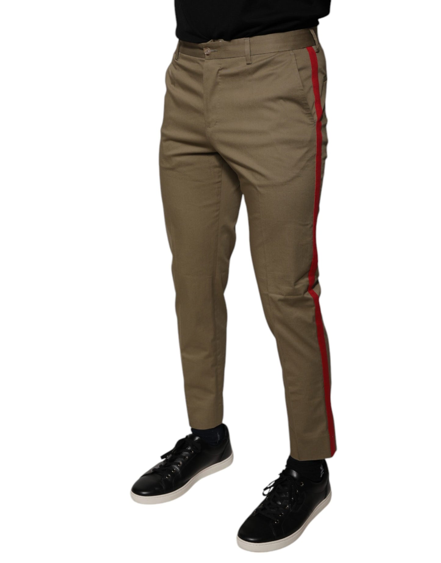 Dolce &amp; Gabbana Brown Logo Men Casual Tapered Pants