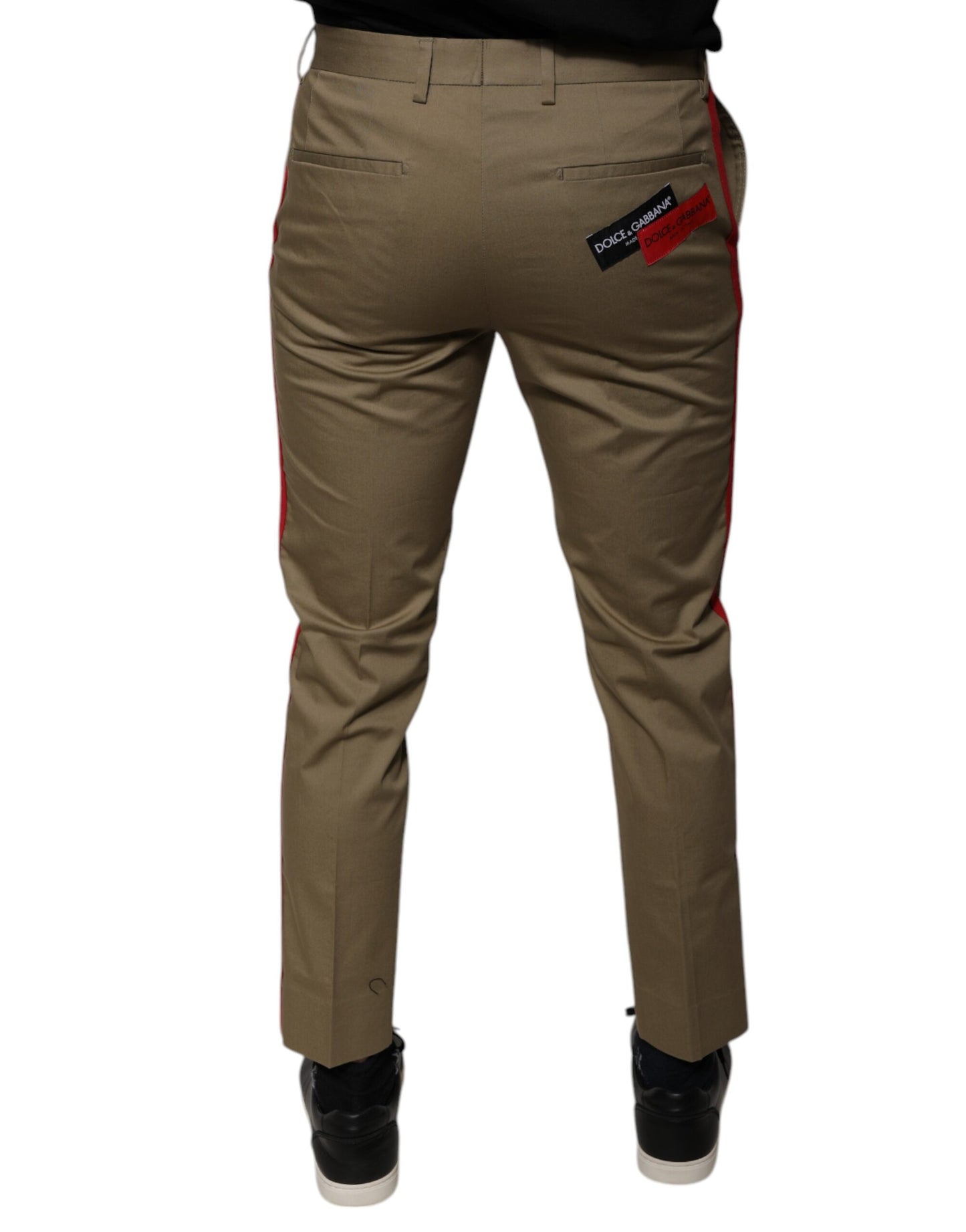 Dolce &amp; Gabbana Brown Logo Men Casual Tapered Pants