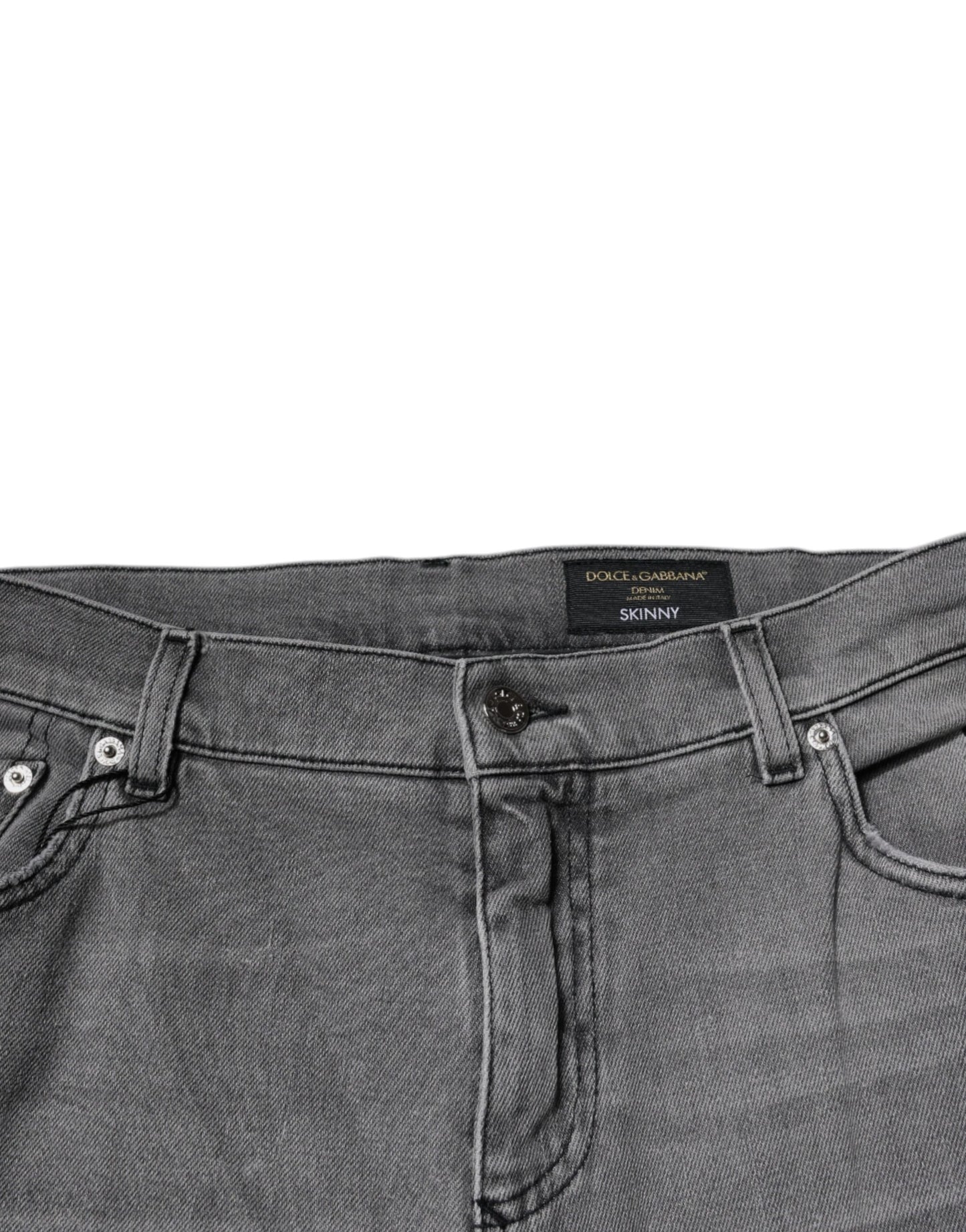 Dolce &amp; Gabbana Gray Graphic Print Cotton Skinny Denim Jeans