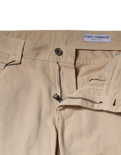 Dolce &amp; Gabbana Beige Cotton Stretch Regular Men Denim Jeans