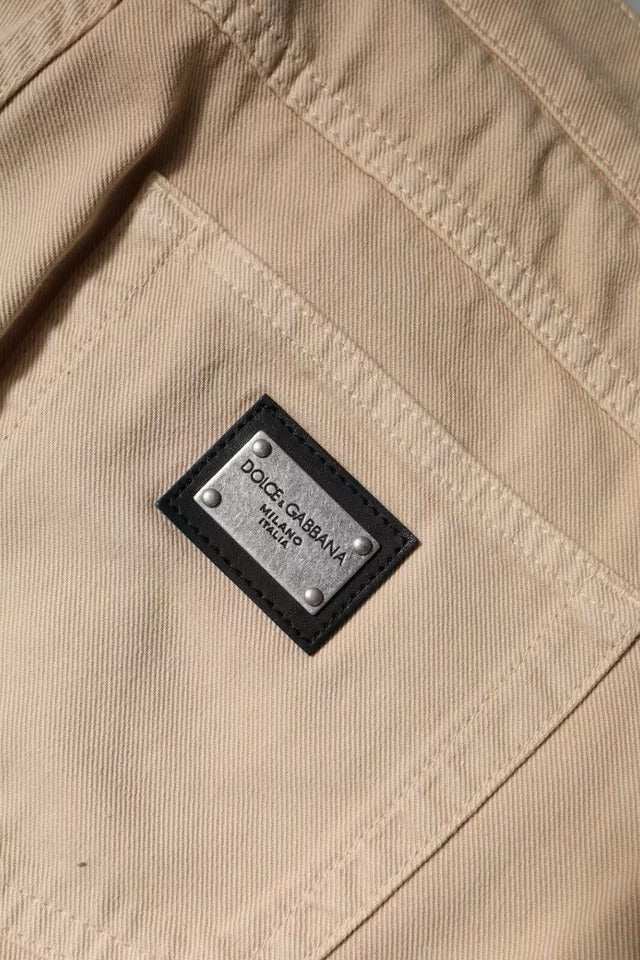 Dolce &amp; Gabbana Beige Cotton Stretch Regular Men Denim Jeans
