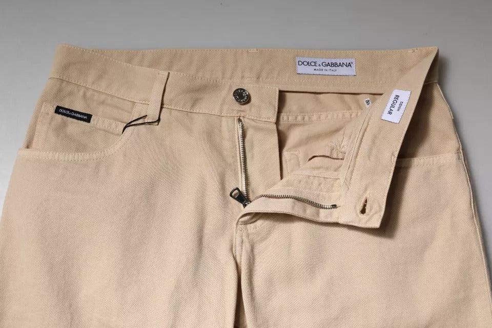 Dolce &amp; Gabbana Beige Cotton Stretch Regular Men Denim Jeans