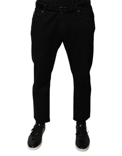 Dolce &amp; Gabbana Black Cotton Stretch Logo Skinny Denim Jeans