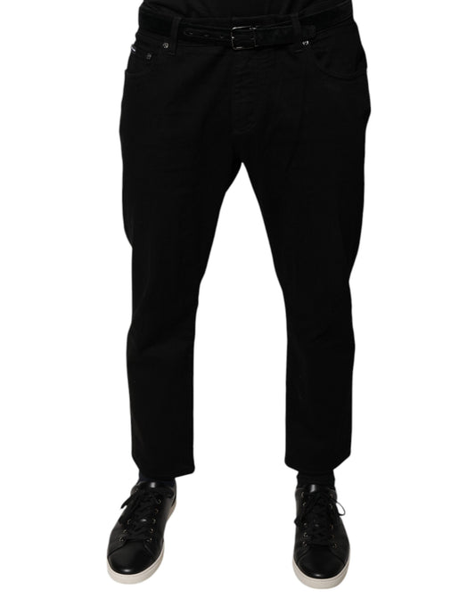 Dolce &amp; Gabbana Black Cotton Stretch Logo Skinny Denim Jeans
