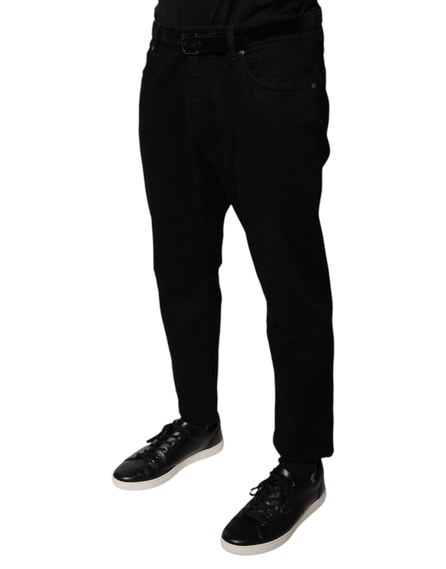 Dolce &amp; Gabbana Black Cotton Stretch Logo Skinny Denim Jeans