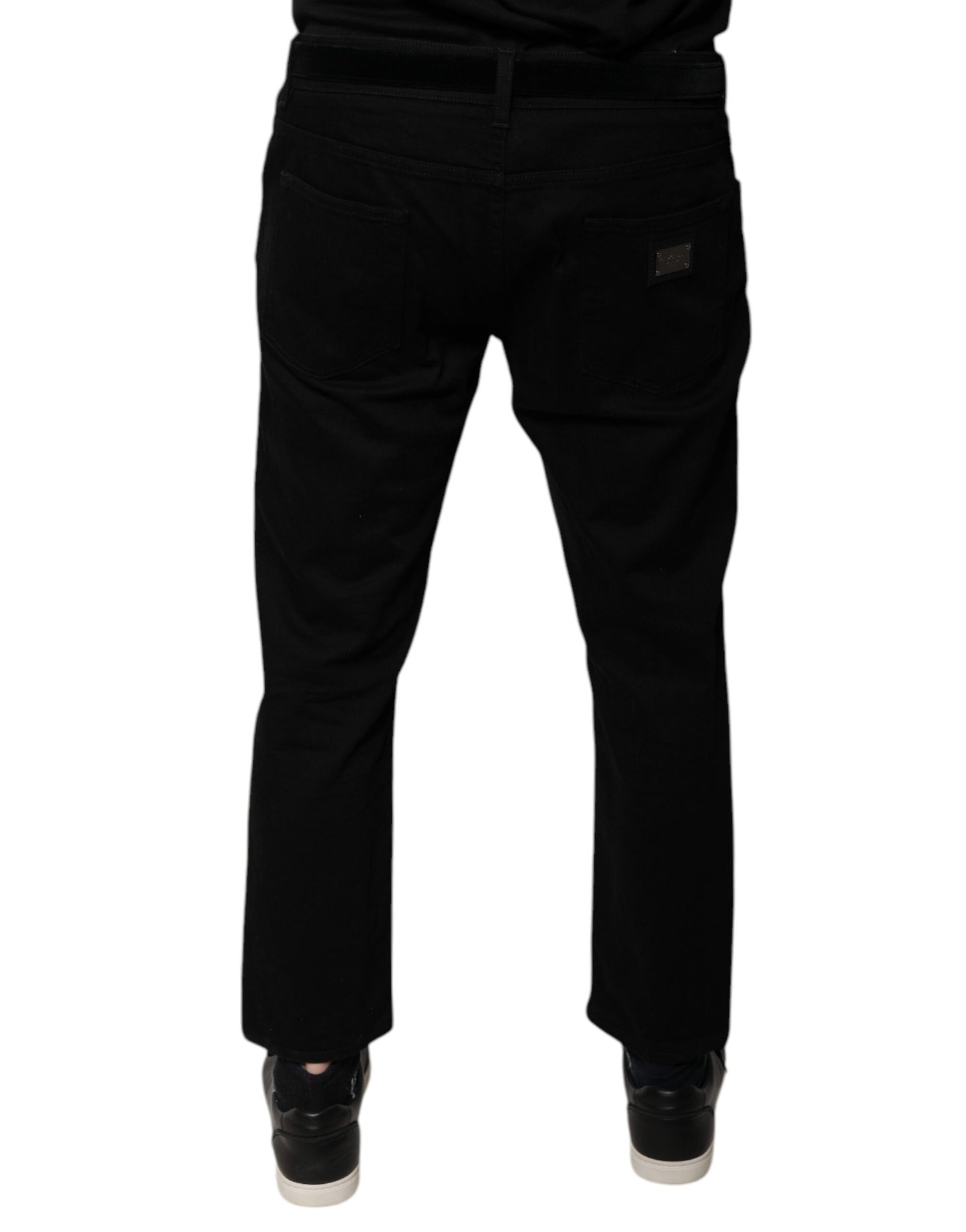 Dolce &amp; Gabbana Black Cotton Stretch Logo Skinny Denim Jeans