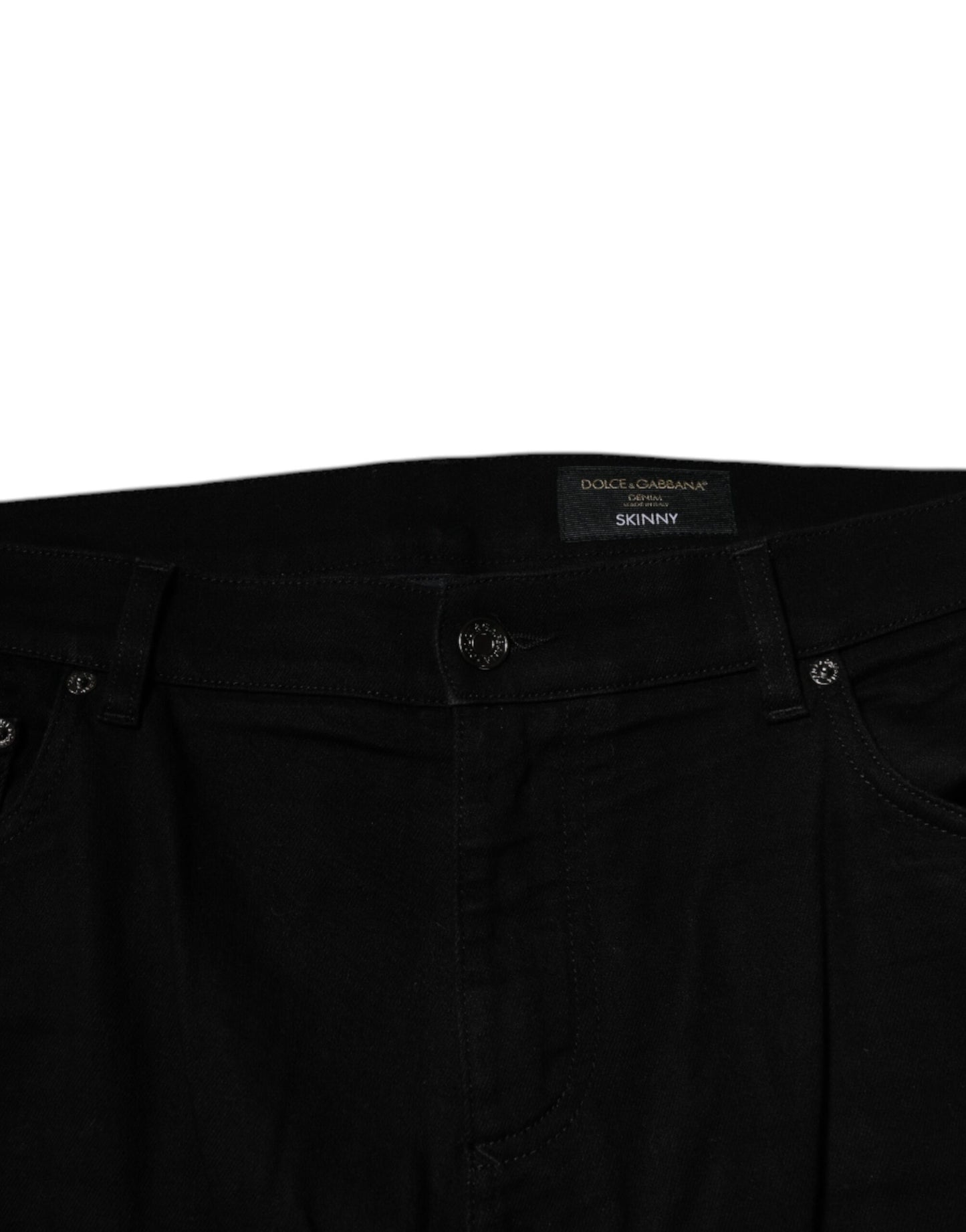 Dolce &amp; Gabbana Black Cotton Stretch Logo Skinny Denim Jeans