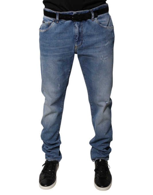 Dolce &amp; Gabbana Light Blue Cotton Men Skinny Denim Jeans