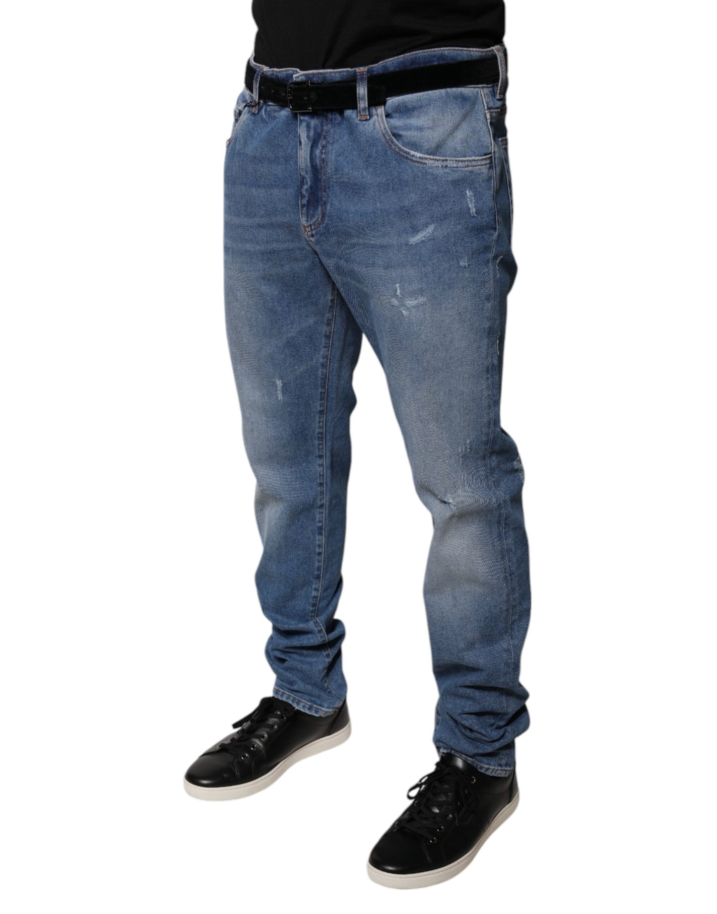Dolce &amp; Gabbana Light Blue Cotton Men Skinny Denim Jeans