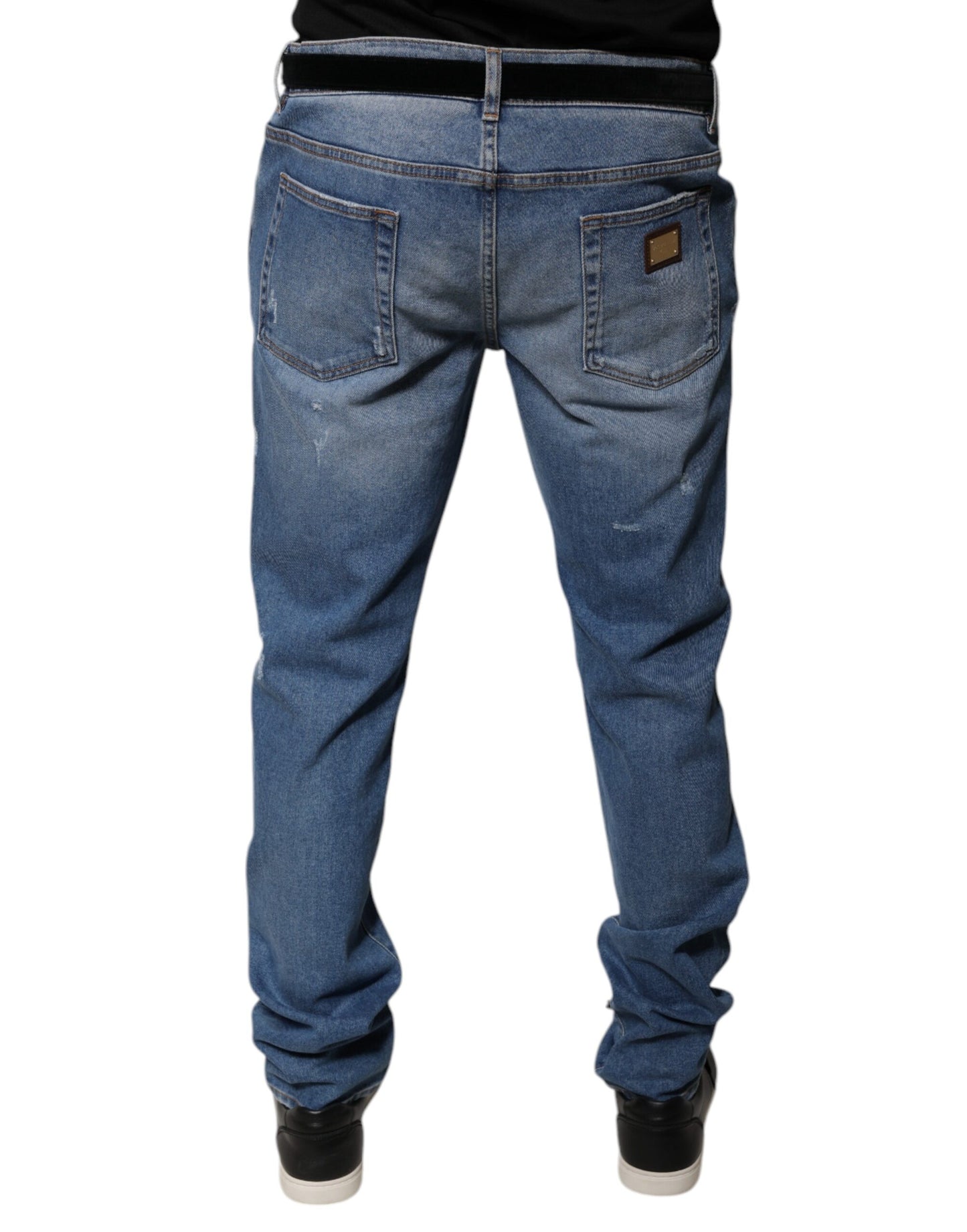 Dolce &amp; Gabbana Light Blue Cotton Men Skinny Denim Jeans