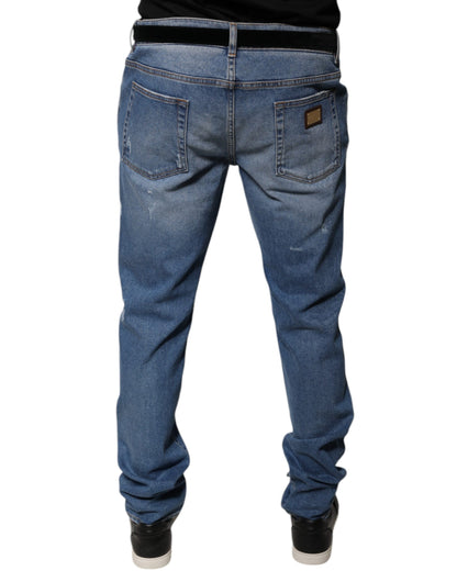 Dolce &amp; Gabbana Light Blue Cotton Men Skinny Denim Jeans