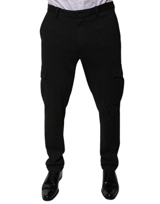 Dolce &amp; Gabbana Black Viscose Cargo Men Casual Pants