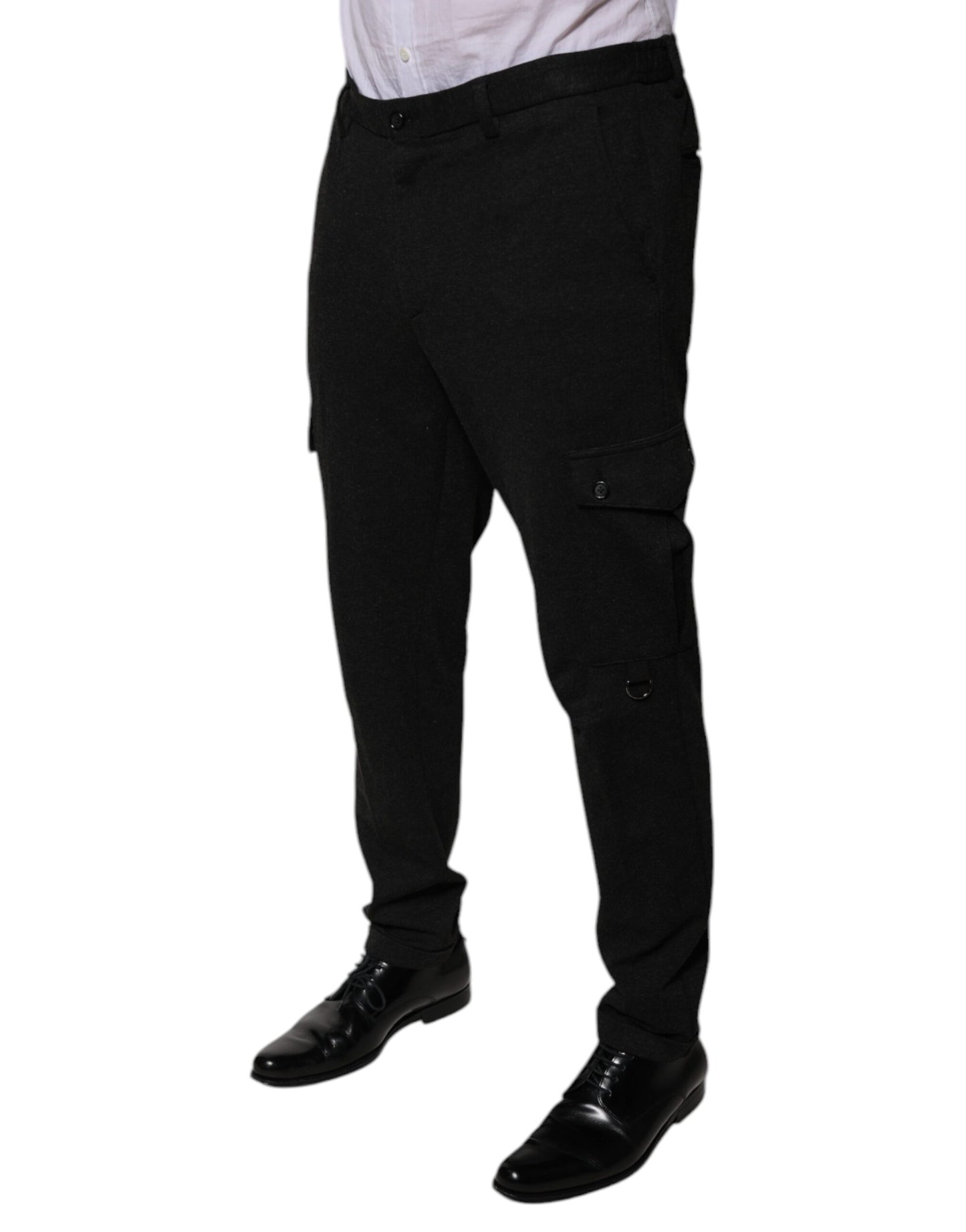 Dolce &amp; Gabbana Black Viscose Cargo Men Casual Pants