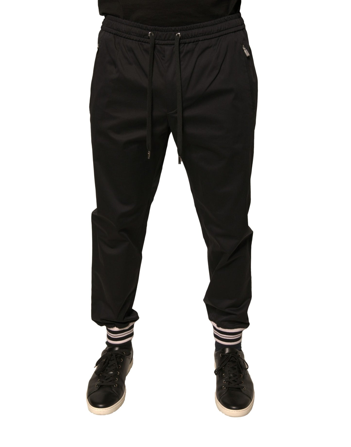 Dolce &amp; Gabbana Black Cotton Stretch Jogger Sweatpants Pants