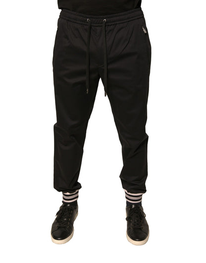 Dolce &amp; Gabbana Black Cotton Stretch Jogger Sweatpants Pants