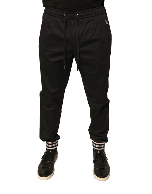 Dolce &amp; Gabbana Black Cotton Stretch Jogger Sweatpants Pants