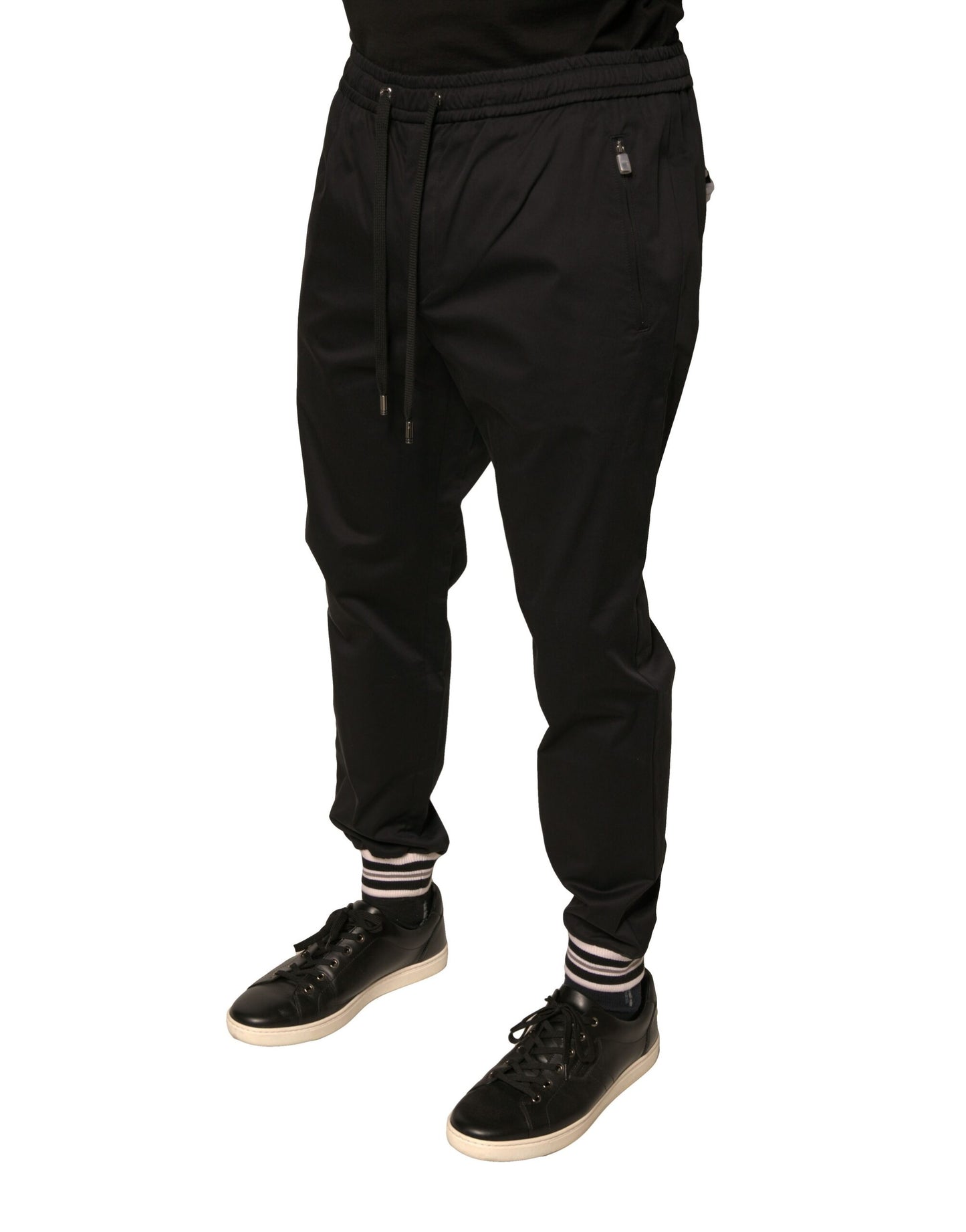 Dolce &amp; Gabbana Black Cotton Stretch Jogger Sweatpants Pants