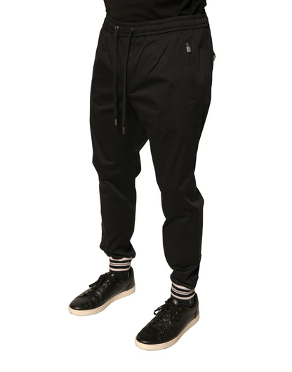 Dolce &amp; Gabbana Black Cotton Stretch Jogger Sweatpants Pants