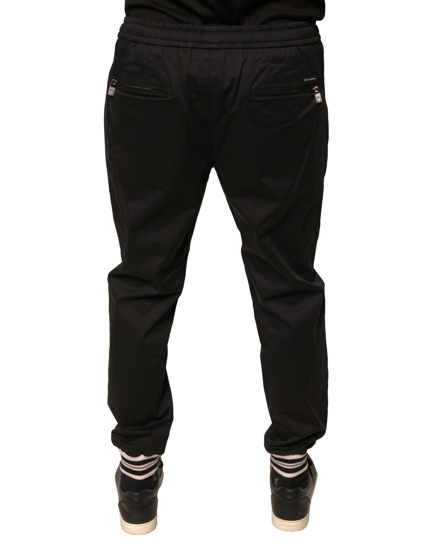 Dolce &amp; Gabbana Black Cotton Stretch Jogger Sweatpants Pants