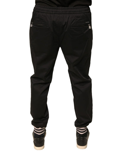 Dolce &amp; Gabbana Black Cotton Stretch Jogger Sweatpants Pants