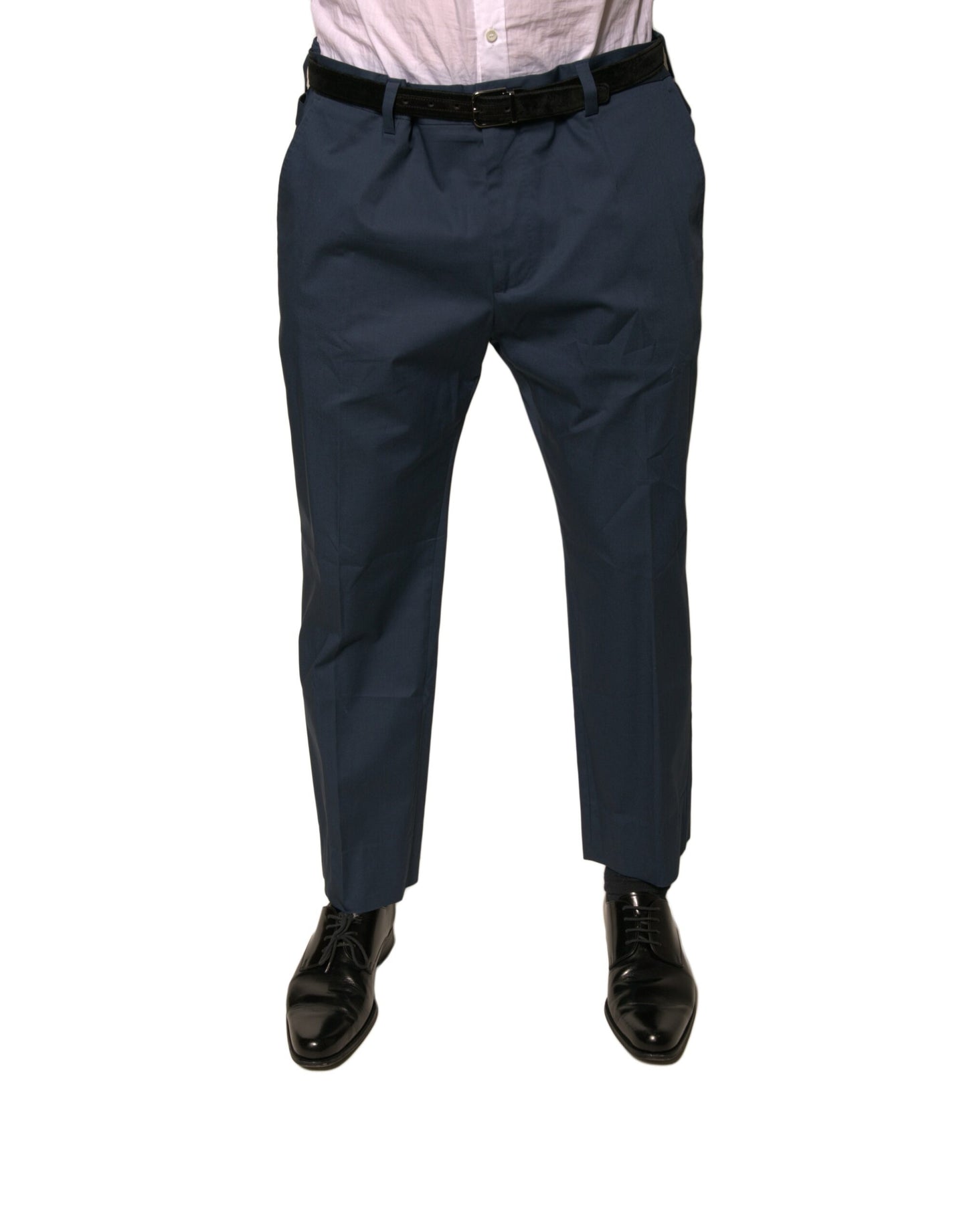 Dolce &amp; Gabbana Blue Cotton Men Skinny Dress Pants