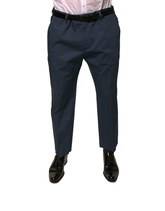 Dolce &amp; Gabbana Blue Cotton Men Skinny Dress Pants