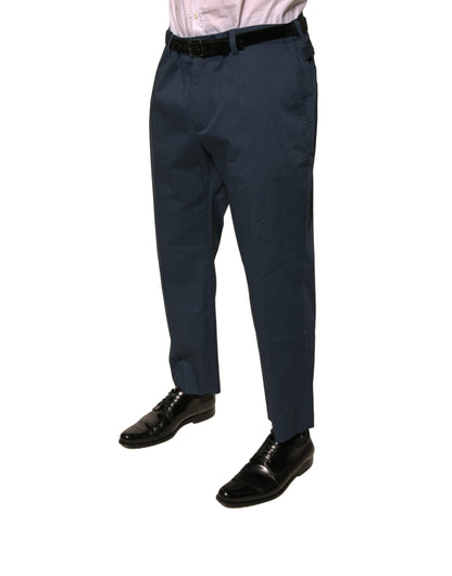 Dolce &amp; Gabbana Blue Cotton Men Skinny Dress Pants