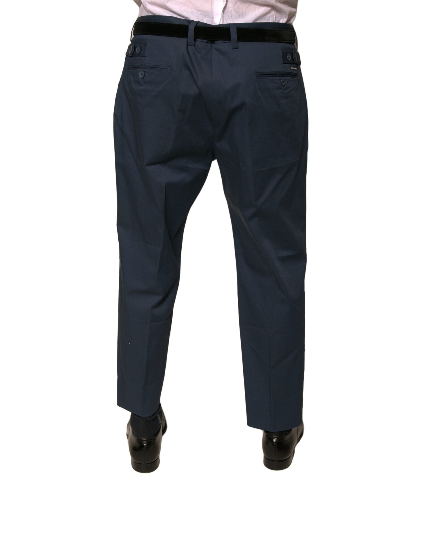 Dolce &amp; Gabbana Blue Cotton Men Skinny Dress Pants