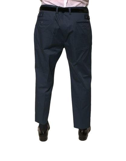 Dolce &amp; Gabbana Blue Cotton Men Skinny Dress Pants