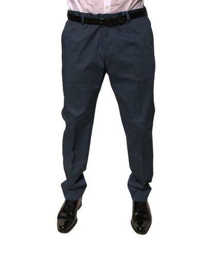 Dolce &amp; Gabbana Dark Blue Cotton Stretch Skinny Men Dress Pants